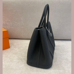Hermès Black Leather Garden Party 30