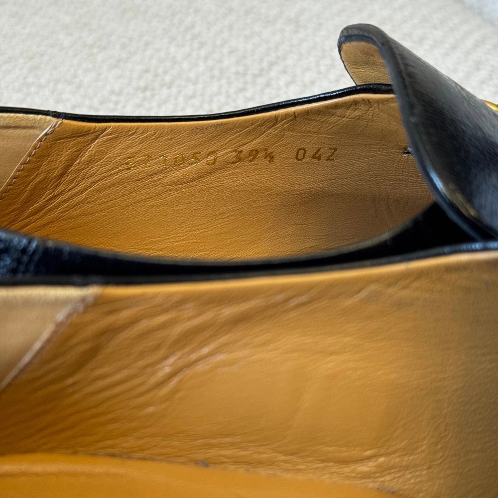 Gucci Jordaan Black Leather Horsebit Loafers - Size 39½