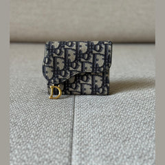 Dior Saddle Lotus Wallet in Blue Dior Oblique Jacquard