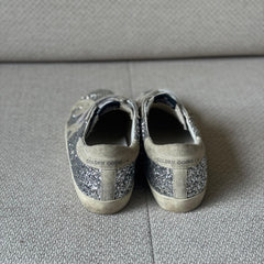 Golden Goose Silver Glitter Old School Low Top Sneakers - Size 40