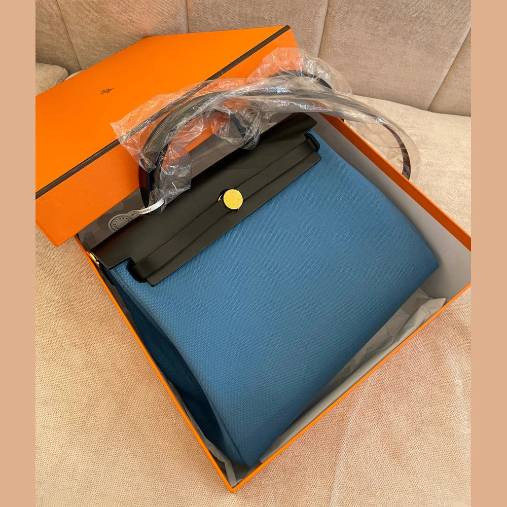 Hermès Bleu Jean Herbag Zip 31 GHW