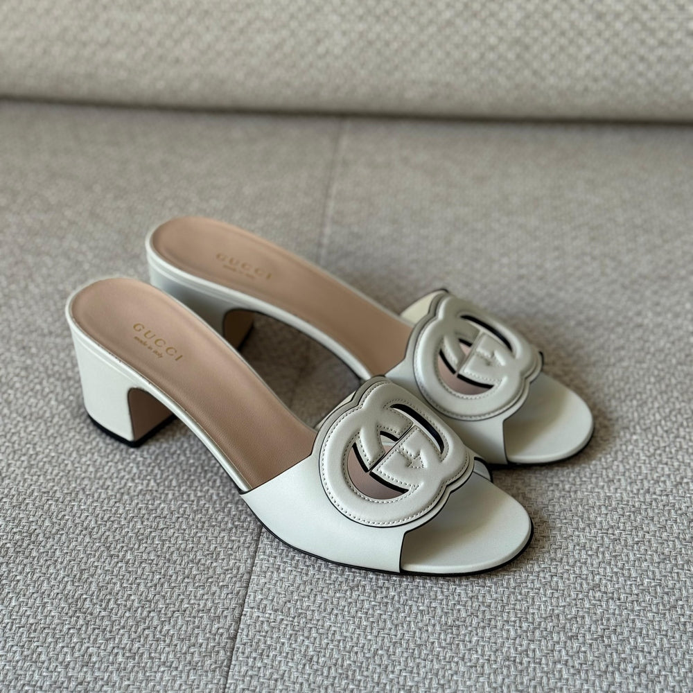 Gucci Ivory Interlocking G Mules - Size 39