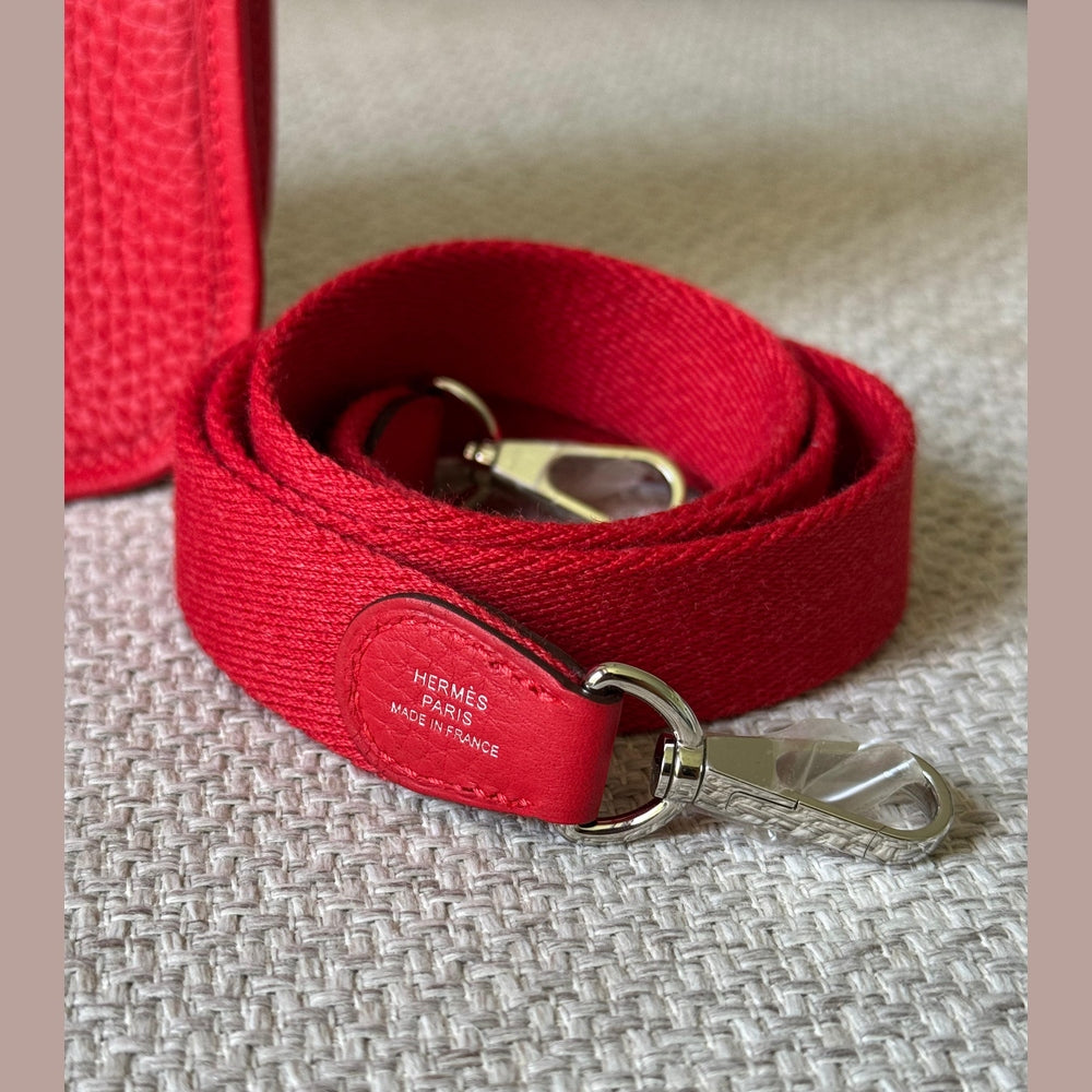 Hermès Rouge Radieux Mini Evelyne with Strap