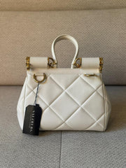 Dolce & Gabbana White 90's Aria Top Handle Bag with Strap
