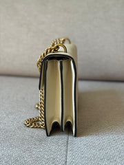 Gucci Calfskin Medium Mystic White GG Marmont Chain Handle Bag