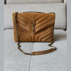 Saint Laurent Tan Loulou Medium Suede Chain Bag