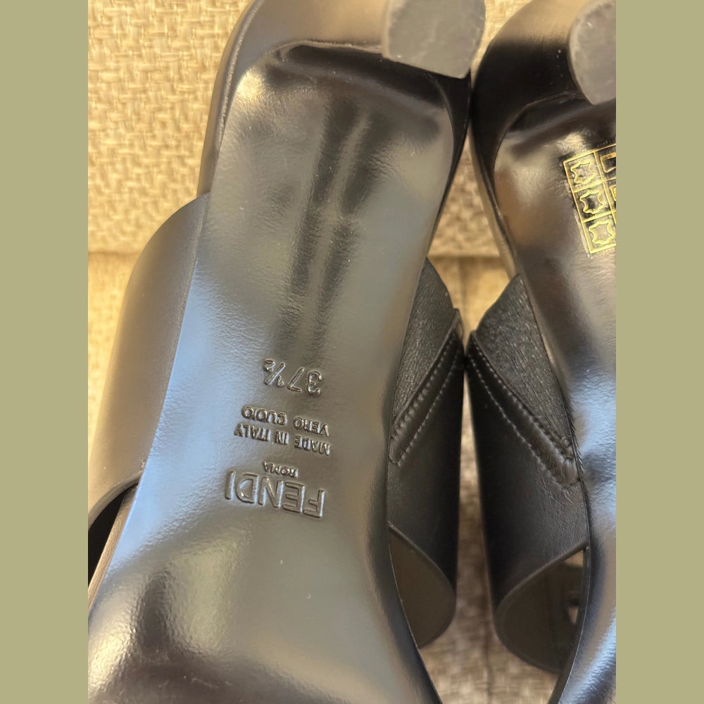 Fendi Black Baguette Mules - Size 37.5