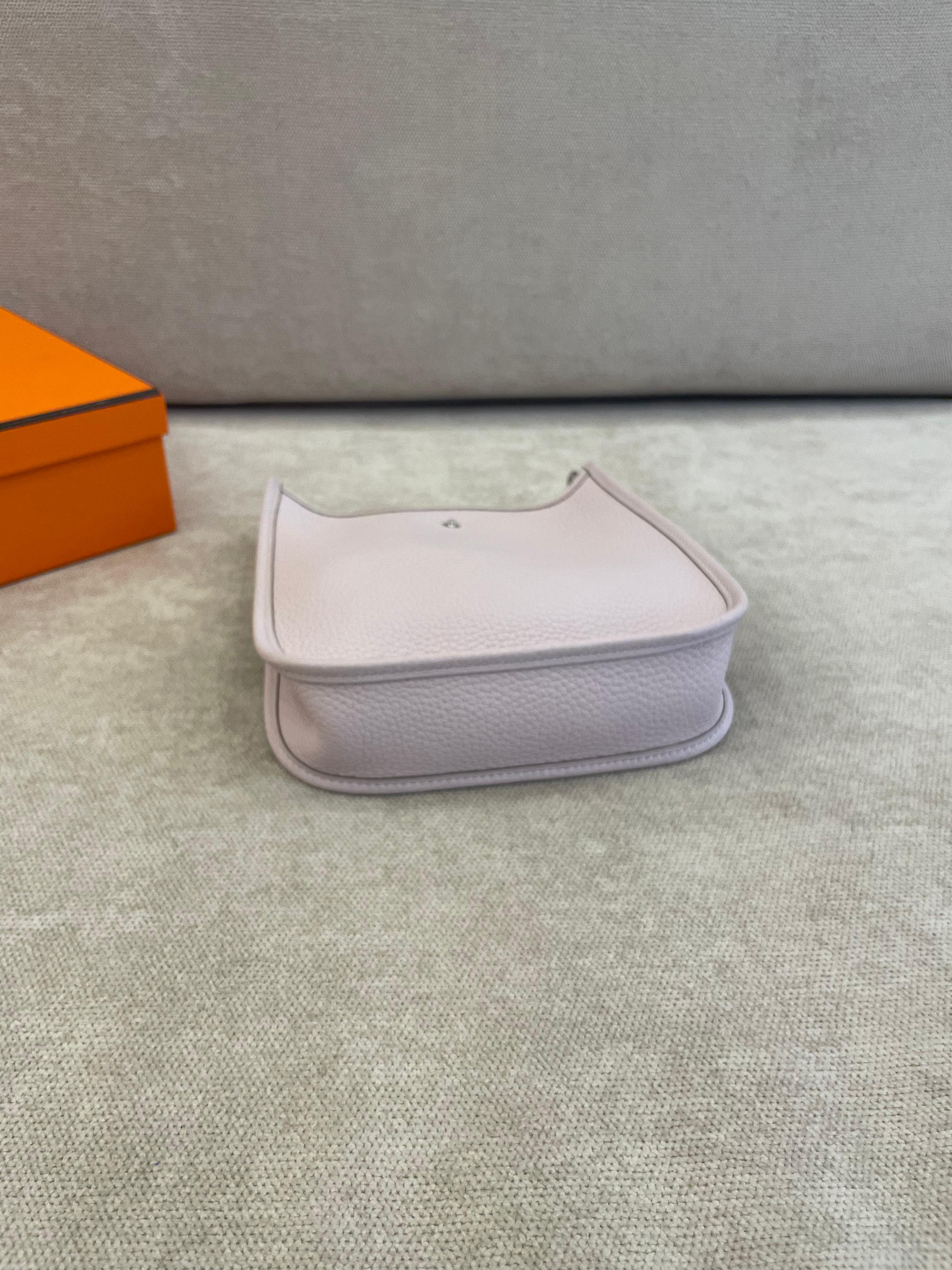 Hermès Mauve Clemence Leather Mini Evelyne