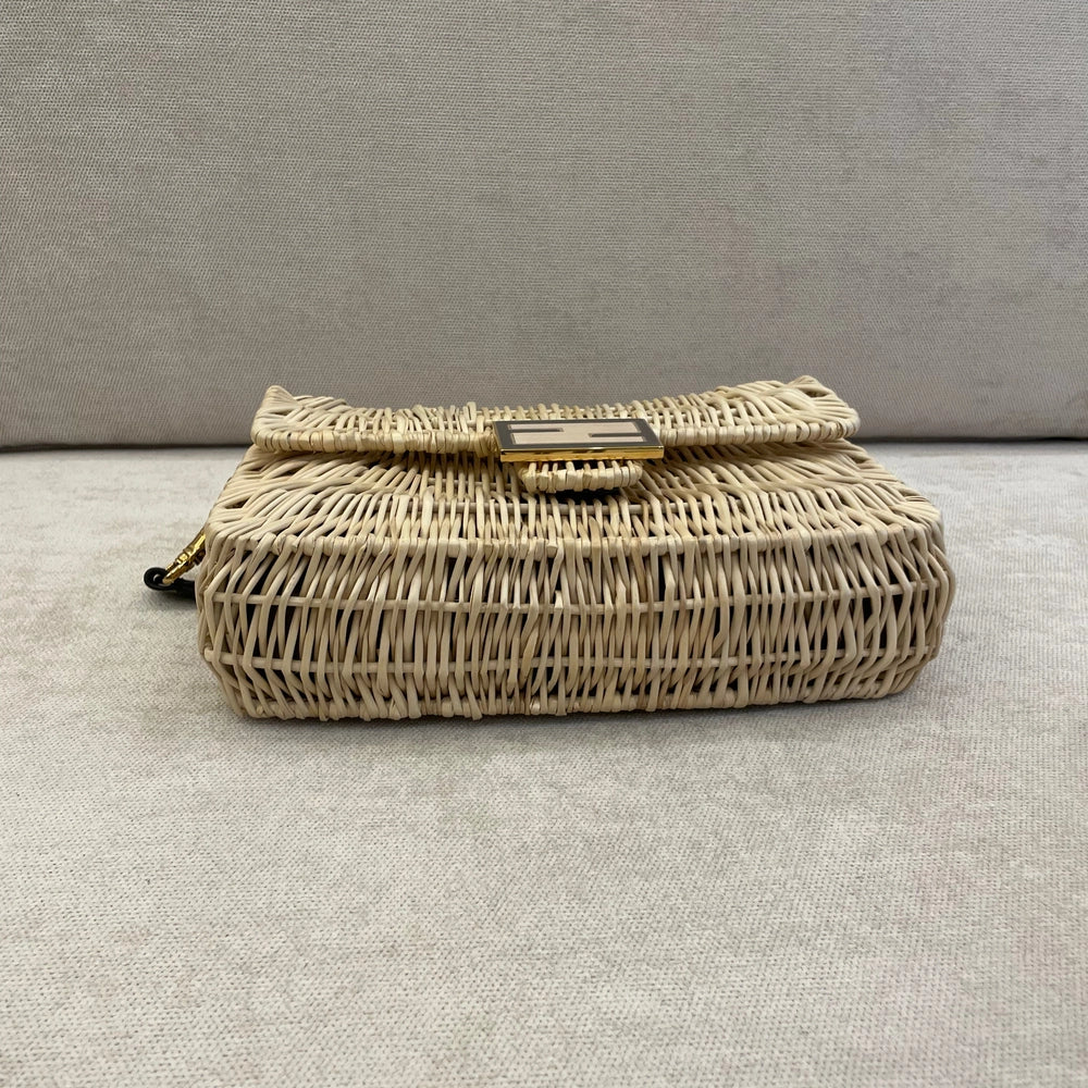 Fendi Limited Edition Baguette Wicker Bag with Leather Strap