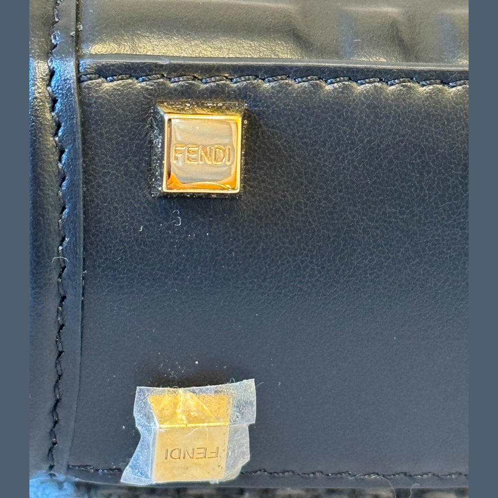 Fendi Black FF Embossed Leather Mini Sunshine Tote with Strap