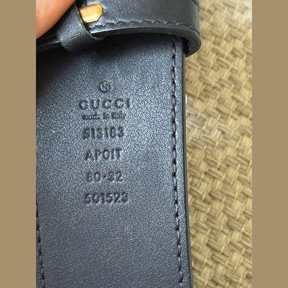 Gucci Black GG Marmont Crystal Embellished Belt – Size 80
