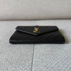 Saint Laurent Envelope Matelassé Leather Clutch