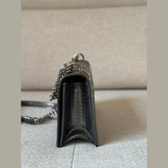 Christian Dior Microcannage Metallic Grey Diorama Medium Shoulder Bag