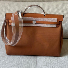 Hermès Fauve Herbag 39 with Palladium Hardware - Stamp K