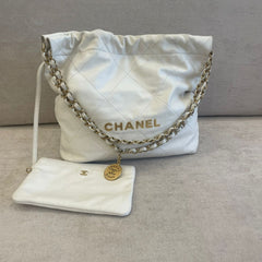 Chanel Small White Chanel 22 Gold Hardware 29x32cm
