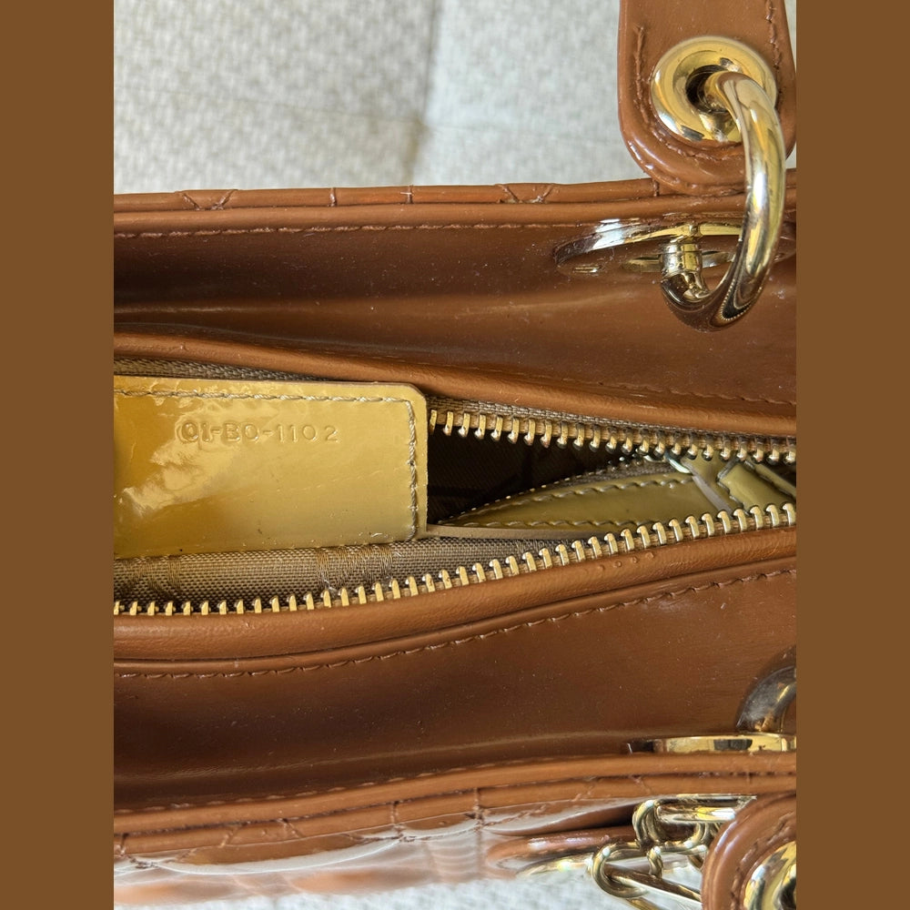 Christian Dior Caramel Patent Leather Medium Lady Dior Bag (Restored)