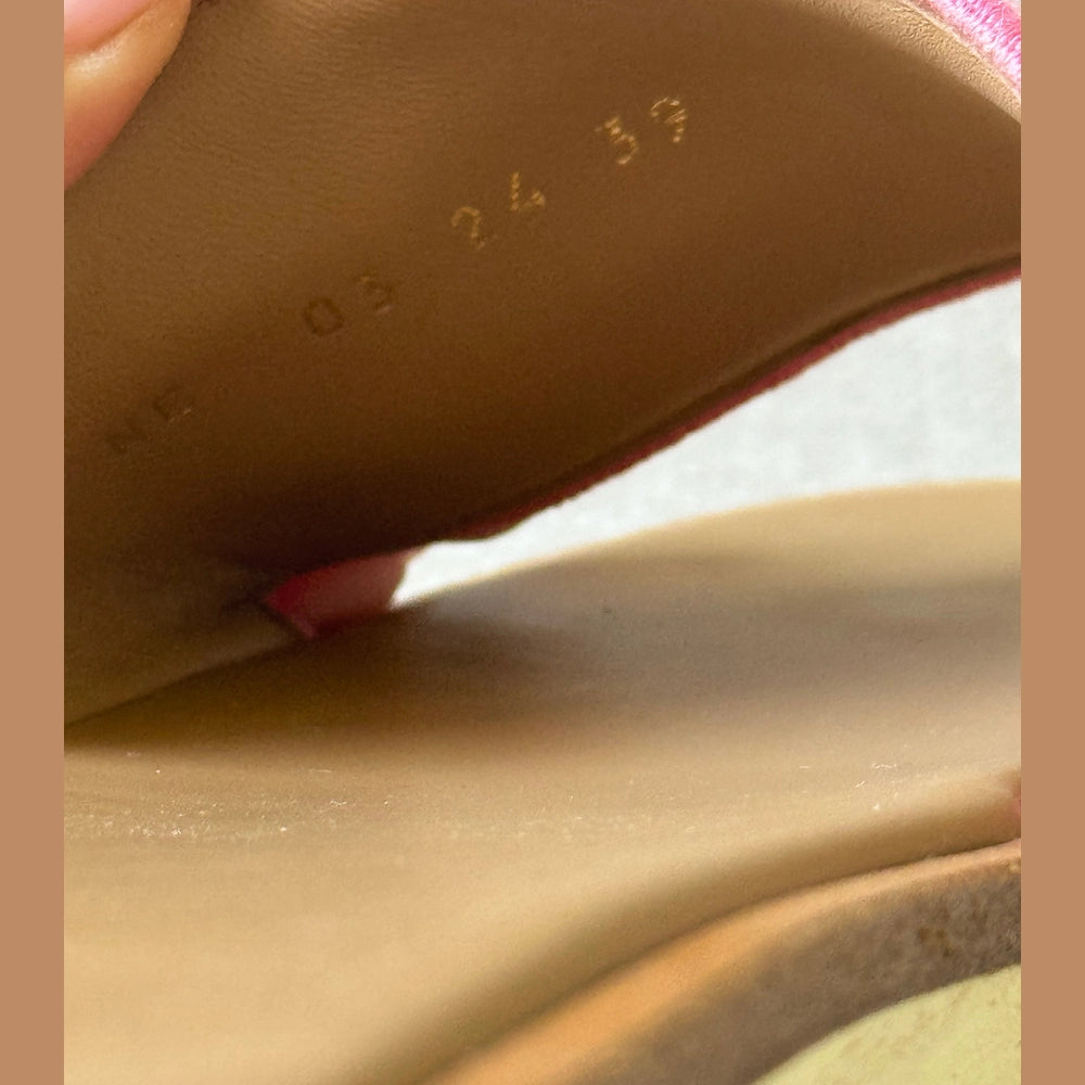 Christian Dior Dioriviera Dway Platform Slide Natural Raffia and Candy Pink Embroidered Cotton - Size 39