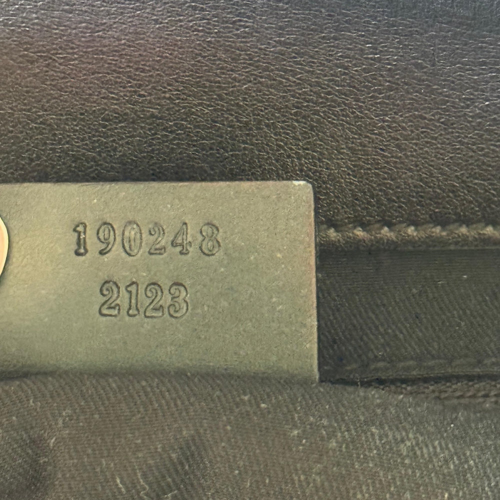 Gucci Abbey D-Ring Black Patent Leather Shoulder Bag