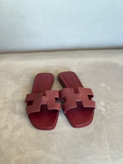Hermès Oran Sandals Rouge H Epsom Leather - Size 40