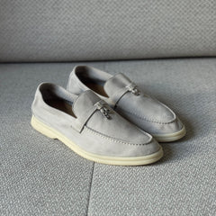 Loro Piana Pearl Powder Suede Summer Charms Walk Loafers - Size 39