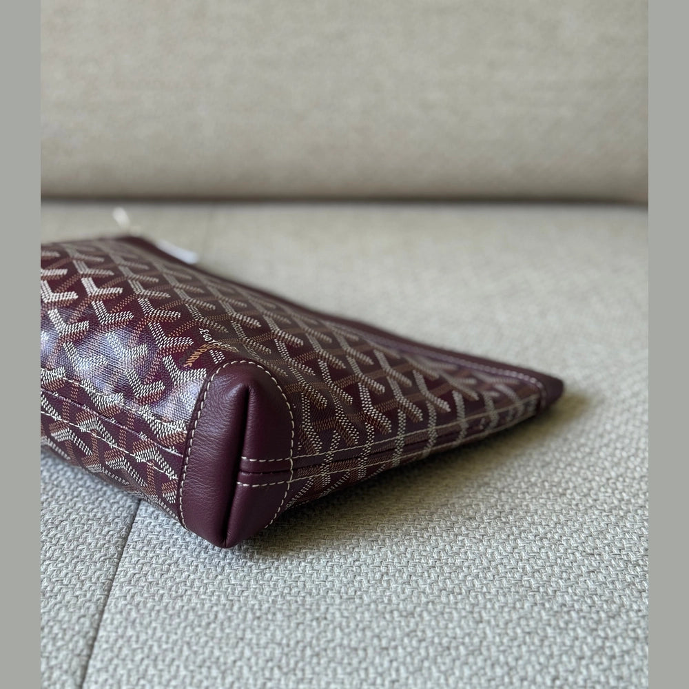 Goyard Burgundy Coated Canvas Conti GM Pouch