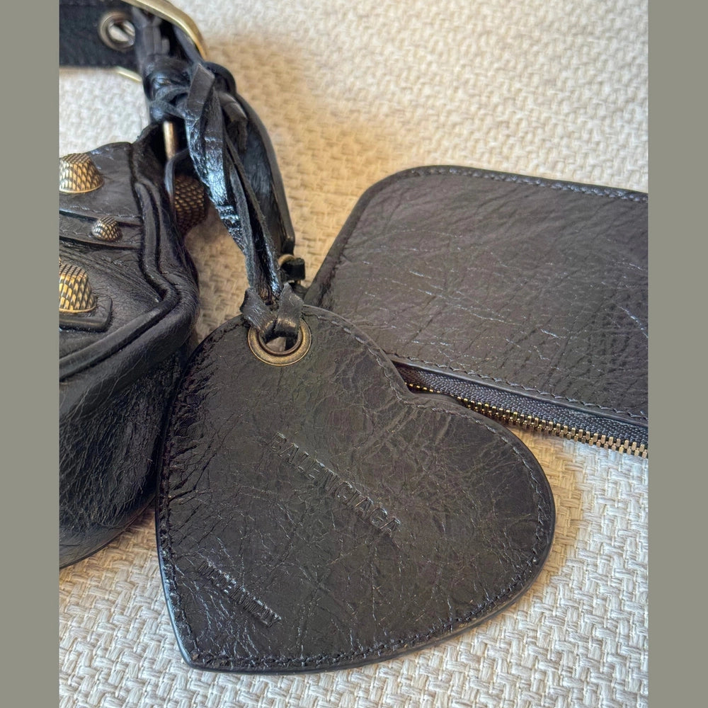 Balenciaga Le Cagole XS Shoulder Bag in Black Arena Lambskin with Charms