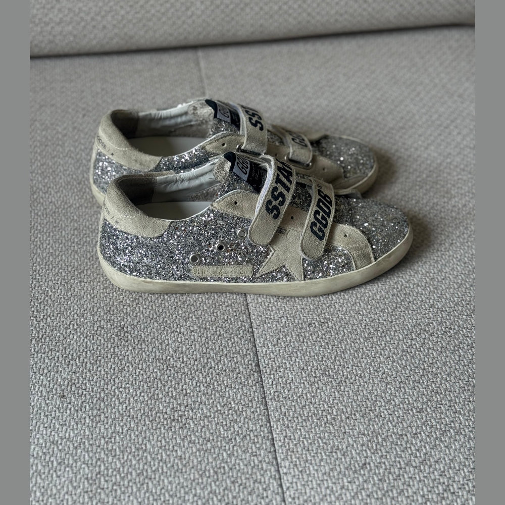 Golden Goose Silver Glitter Old School Low Top Sneakers - Size 40