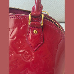 Louis Vuitton Framboise Patent Leather Alma BB With Strap