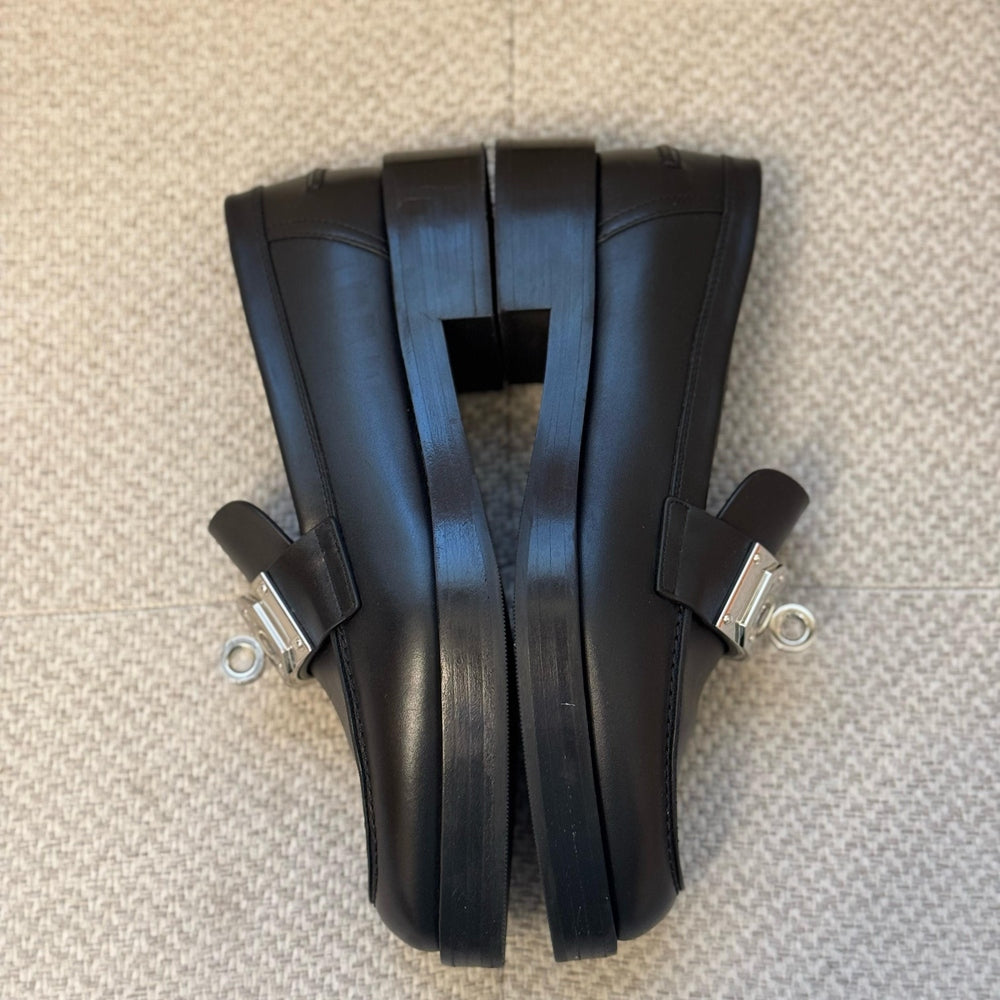 Hermès Black Leather Hot Loafers with Kelly Turn Lock