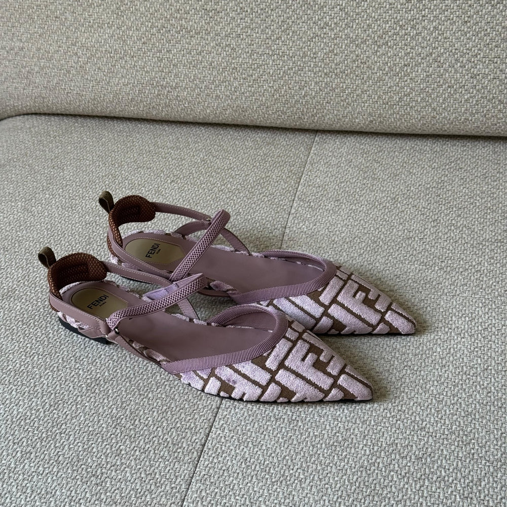 Fendi Calibri Slingback Flats - Size 40