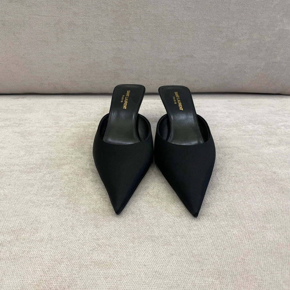 Saint Laurent Black Satin Mules - Size 41