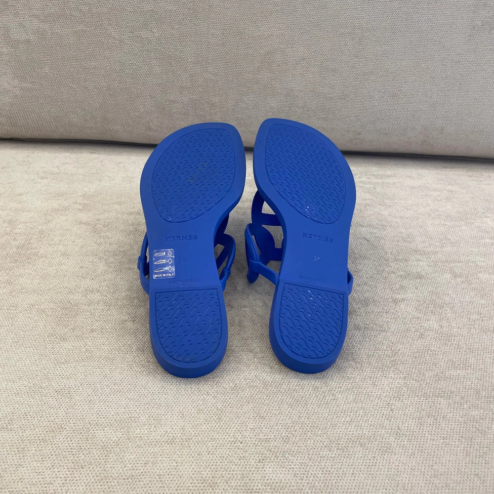 Hermès Blue Egerie Jelly Sandals - Size 38