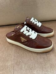 Prada Brown Leather Backless Sneakers - Size 37