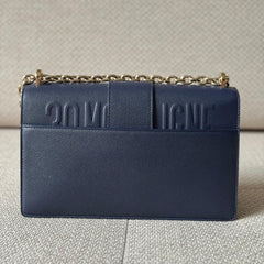 Christian Dior 30 Montaigne Bag in Navy Blue Grained Calfskin