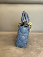 Christian Dior Small Lady D-Joy Bag Blue Cannage Lambskin