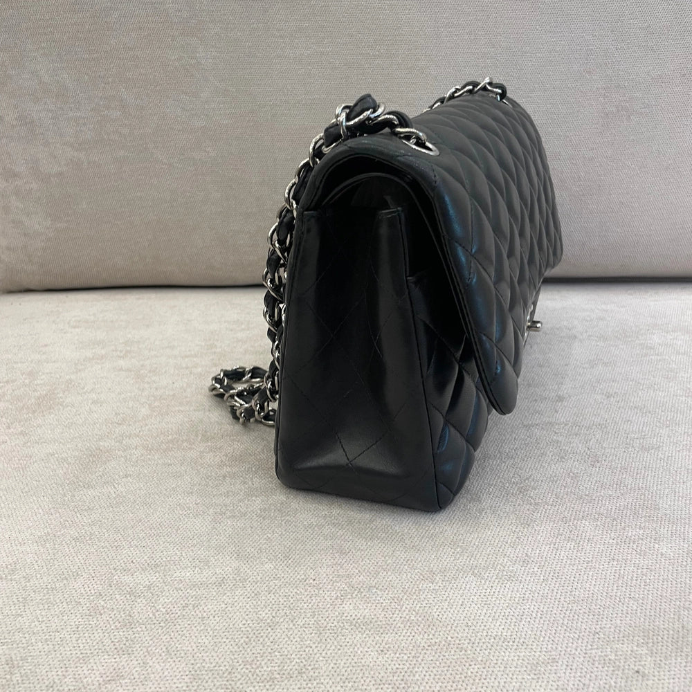 Chanel Lambskin Quilted Leather Double Flap Jumbo Shoulder Bag