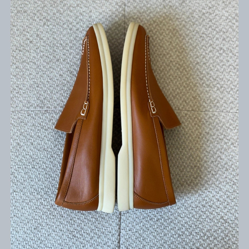 Loro Piana Tan Leather Summer Walk Loafers - Size 41