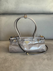 Prada Bonnie Taupe Medium Leather Shoulder Bag