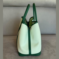 Hermès Garden Party 30 Tote in Green Canvas & Green Leather