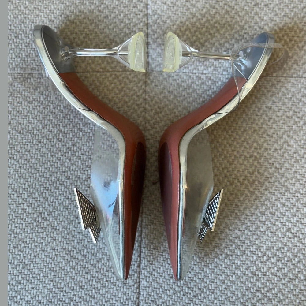 Amina Muaddi Gilda PVC Slingback Heels - Size 40