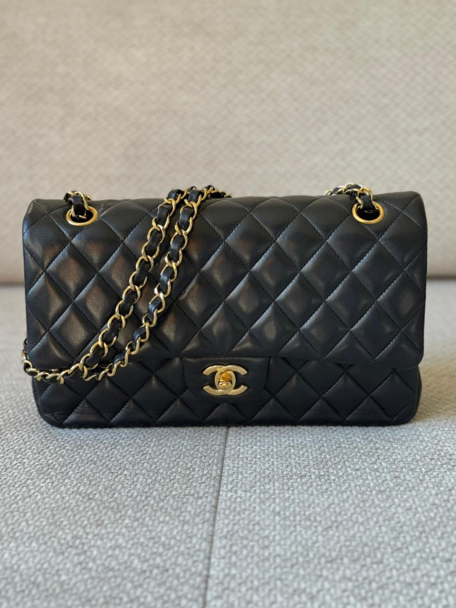 Chanel Black Medium Quilted Lambskin Double Flap Bag