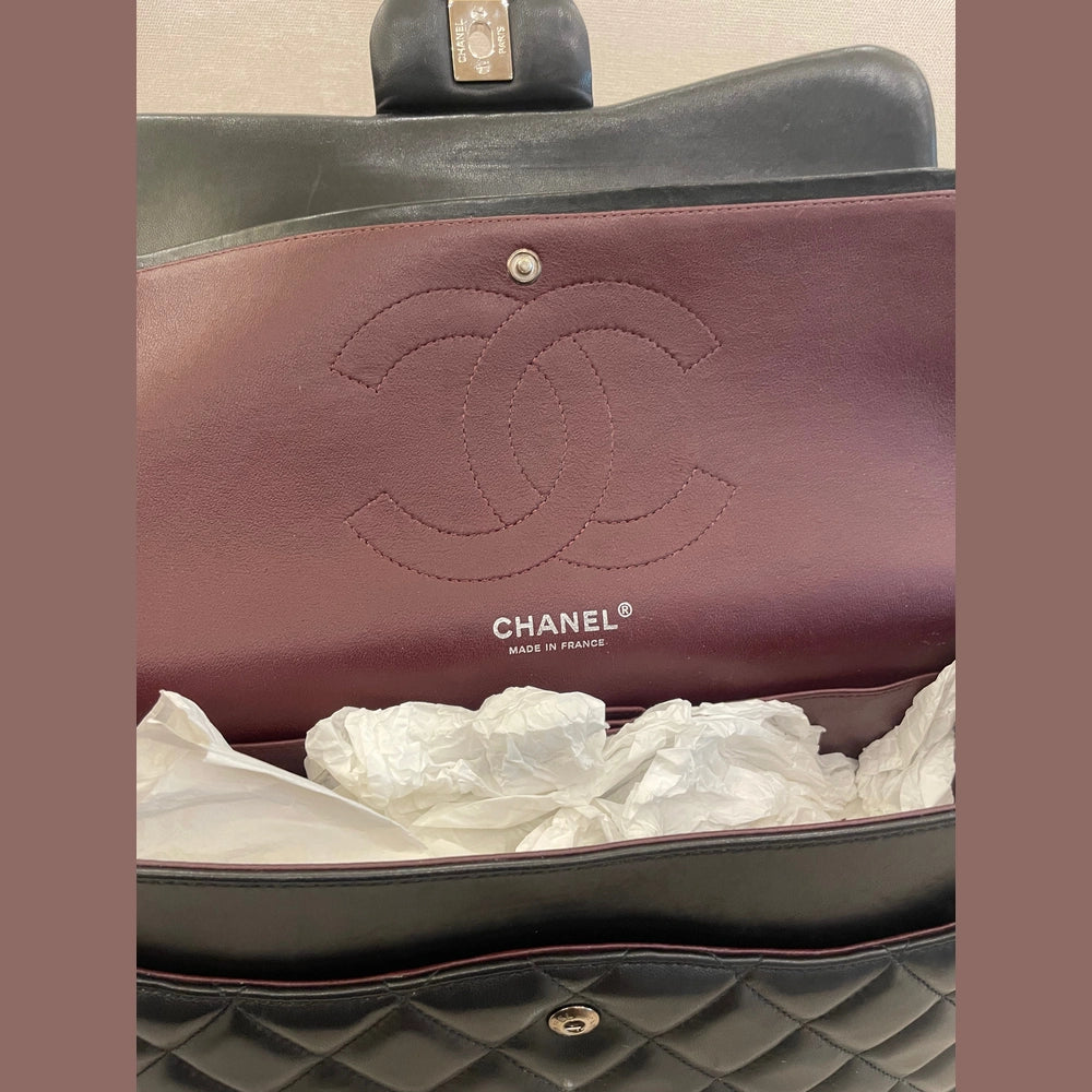 Chanel Lambskin Quilted Leather Double Flap Jumbo Shoulder Bag