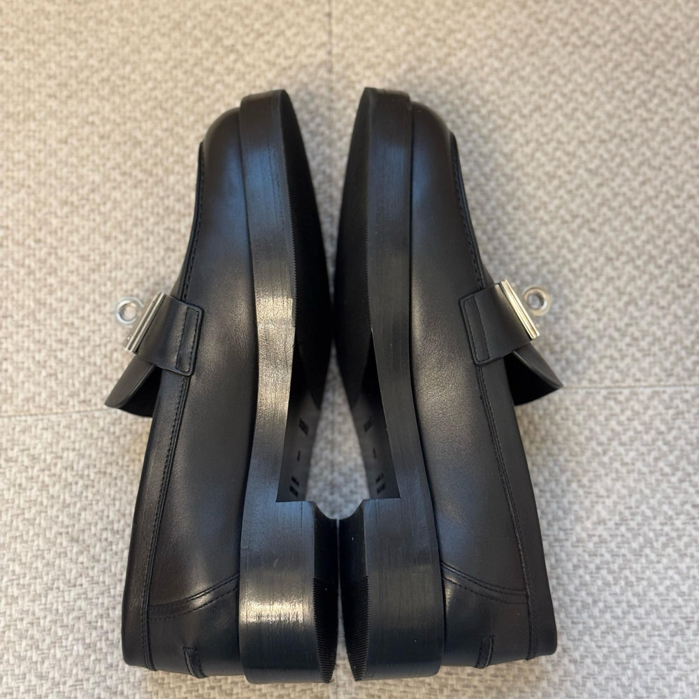 Hermès Black Leather Hot Loafers with Kelly Turn Lock