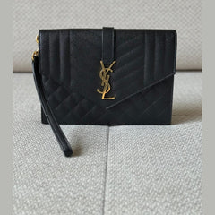 Saint Laurent Envelope Matelassé Leather Clutch
