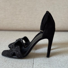 Hermès 105 Joy Sandals with Crystal Embellished Acrane Motif - Size 38.5