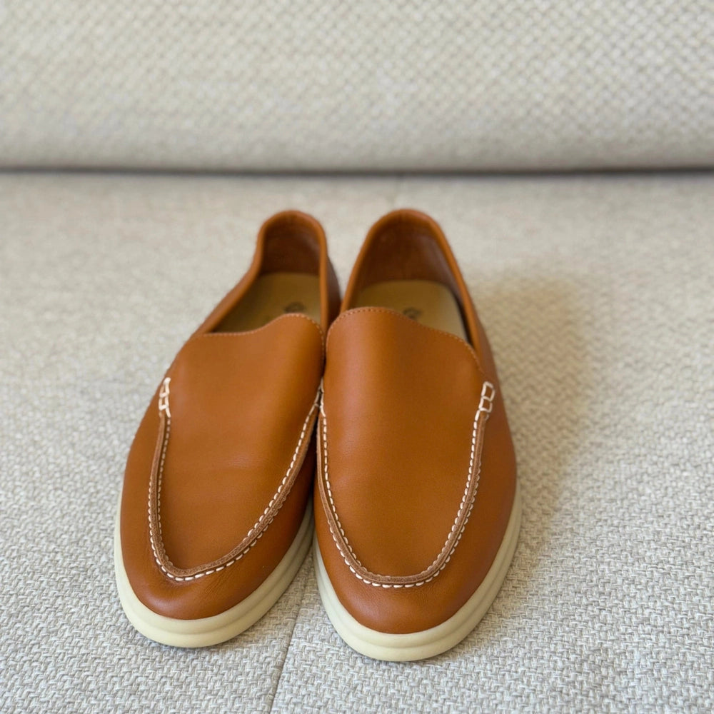 Loro Piana Tan Leather Summer Walk Loafers - Size 41